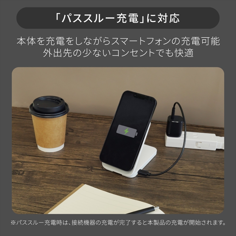 Owltech 折りたたみ式スマホスタンドにもなる 5000mAh 最大PD20W対応 USB Type-C入出力 マグネット式ワイヤレス充電対応 モバイルバッテリー OWL-LPB5020MG-NV【 ガジェット 神奈川県 海老名市 】