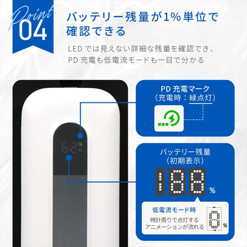 Owltech 巻き取り式ケーブル内蔵 10000mAh 最大PD20W対応 USB Type-C入出力 モバイルバッテリー OWL-LPB10021CR-WH【 ガジェット 神奈川県 海老名市 】