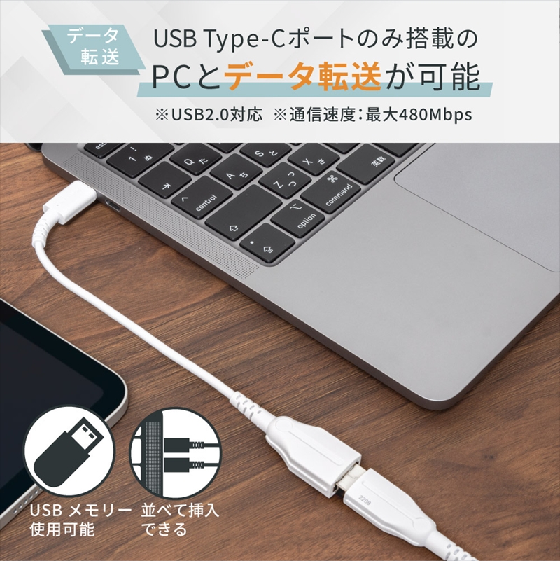 Owltech(オウルテック) Type-Cポート(メス)をType-Aポート(メス)にお手軽変換 USB Type-C to USB Type-A変換ケーブル OWL-CBCMAF2-WH