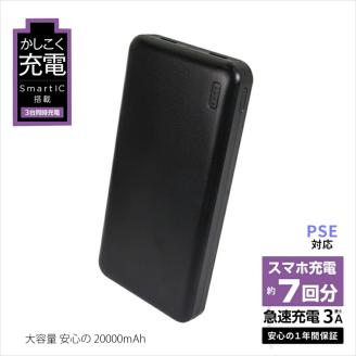 ふるさと納税】 iPhone スマホ 急速充電 大容量 20000mAh 安心のモバイルバッテリー (ブラック): 海老名市ANAのふるさと納税