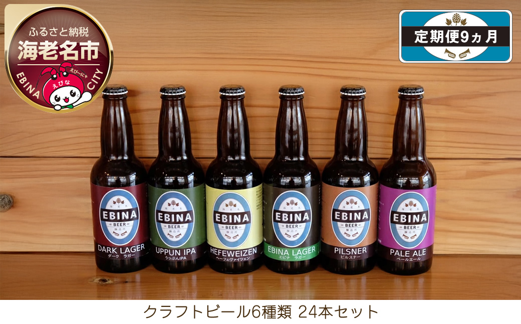【定期便9ヵ月】クラフトビール6種類24本セット【 酒 6種類のビール クラフトビール エビナラガー ピルスナー ダークラガー ペールエール 神奈川県 海老名市 】