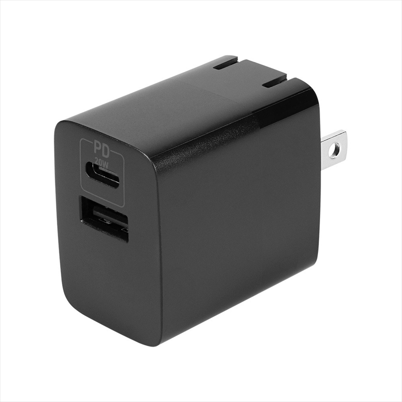 Owltech(オウルテック) 最大PD20W出力 USB Type-C×1 USB Type-A×1 AC充電器　ブラック OWL-APD20C1A1-RBK【 充電器 神奈川県 海老名市 】
