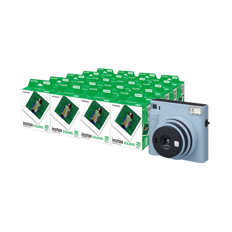 「インスタントカメラinstax™“チェキ”スクエアセット」instax™ スクエアフォーマットフィルム 2パック×20（合計400枚撮影可能）インスタントカメラ“チェキ”「instax SQUARE SQ1™ Glacier Blue」×1