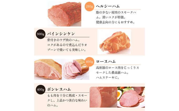 ハム 詰め合わせ 高座豚 手造り 食べ比べ セット 全 8種 骨付ハム 入り ロースハム 豚肉 肉 お肉 加工肉 食品 ソーセージ ウィンナー ウインナー