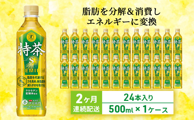 お茶 定期便 2ヶ月 伊右衛門 特茶 500ml × 24本 サントリー 特定保健用食品 トクホ 緑茶 ペットボトル 500 茶 日本茶 国産 トクホ茶 飲料 飲み物 ドリンク ペットボトル飲料 箱 ケース 脂肪 体脂肪 減らす 神奈川 神奈川県 綾瀬市 定期 2回　定期便