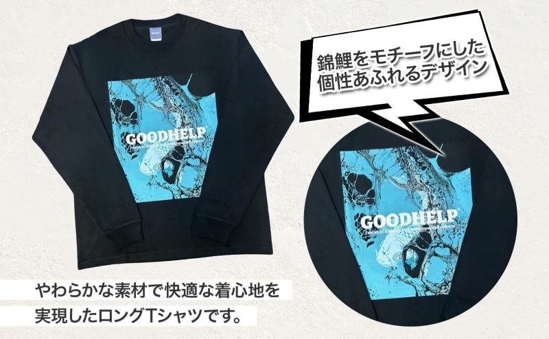 GOODHELP ColoredCarp L/S T-shirt black  Tシャツ 半袖 洋服 ファッション ストリート ストリート感 ユニセックス スリーブTシャツ ティーシャツ ストリートカルチャー ブラック 黒 鯉 コイ こい お取り寄せ 送料無料 神奈川県 寒川町