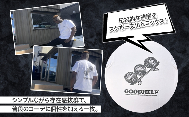 GOODHELP SK8 DARUMA T-shirt  white  Tシャツ 半袖  洋服 ファッション ストリート ストリート感 ユニセックス スリーブTシャツ ティーシャツ ストリートカルチャー ホワイト スケボー だるま ダルマ お取り寄せ 送料無料 神奈川県 寒川町