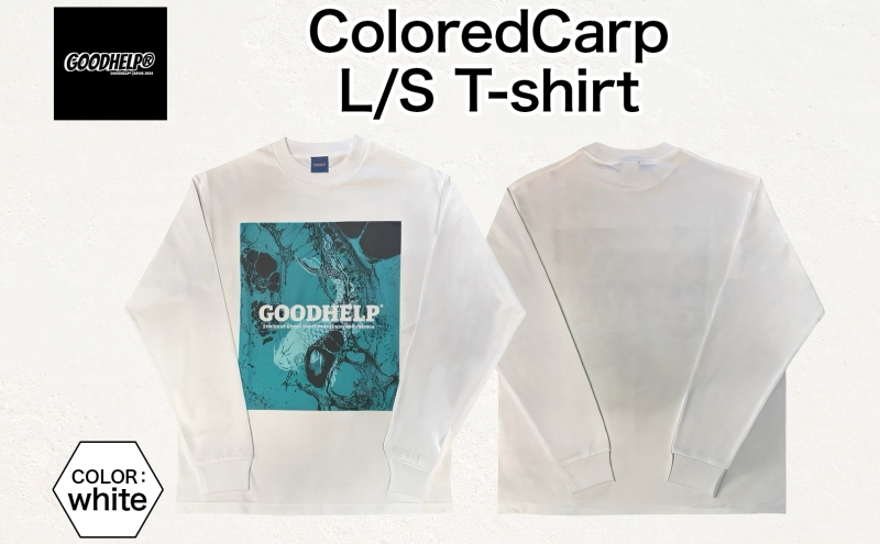 GOODHELP ColoredCarp L/S T-shirt white  Tシャツ 半袖 洋服 ファッション ストリート ストリート感 ユニセックス スリーブTシャツ ティーシャツ ストリートカルチャー ホワイト 白 鯉 コイ こい お取り寄せ 送料無料 神奈川県 寒川町