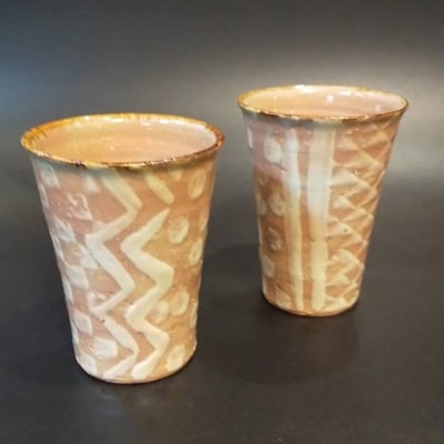 刷毛目○△□文　マグカップ(2客)