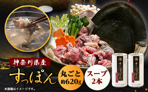 神奈川産すっぽん鍋丸ごと1匹(620g)＆スープ2本(各180g)セット【配送不可地域：離島】