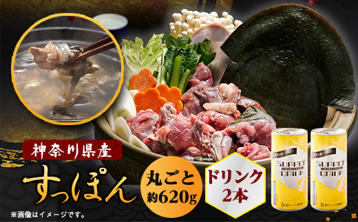 神奈川産すっぽん鍋丸ごと1匹(620g)＆ドリンク2本(各180g)セット【配送不可地域：離島】