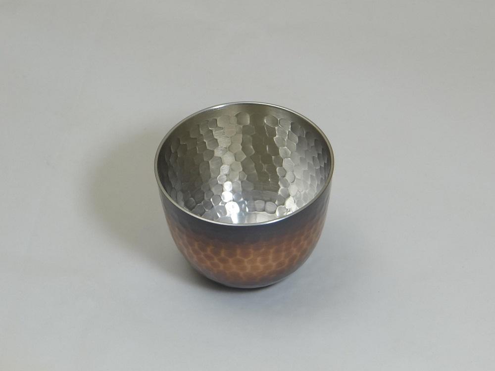 純銅鎚目ぐい呑み 赤茶被仕上 80ml
