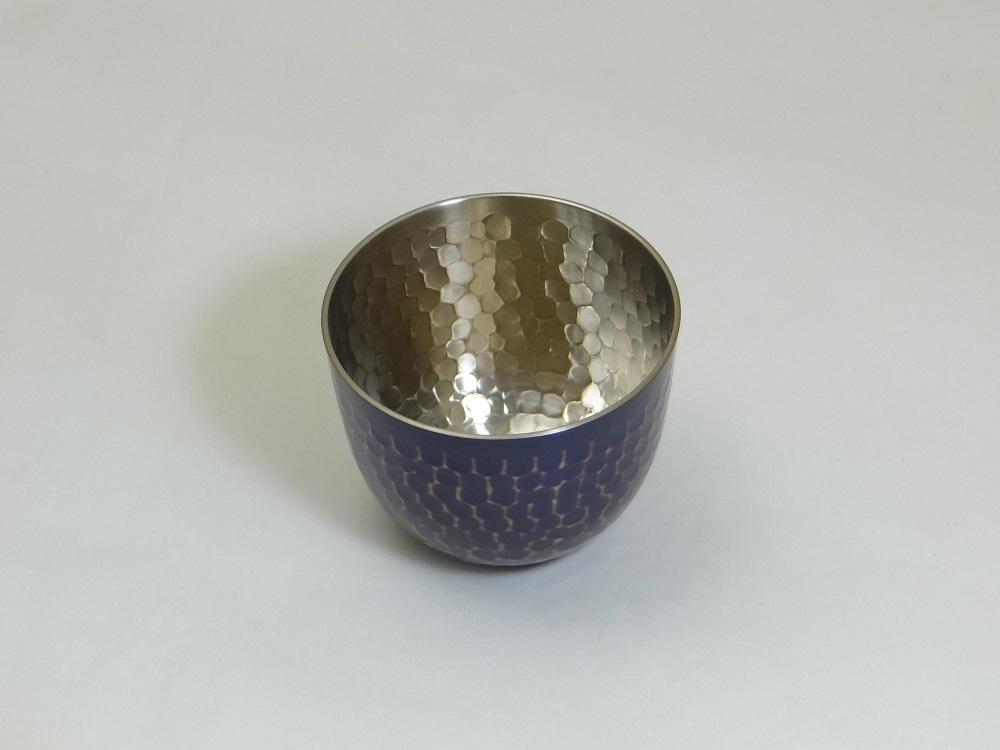 純銅鎚目ぐい呑み 紫被仕上 80ml