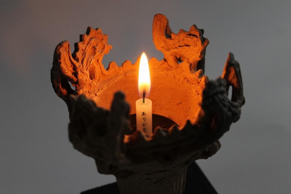 火焔土器10cm　出土色コゲ仕様　手作り陶器