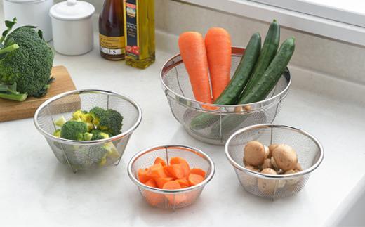 郷技　ステンレスザル4個セット（１３・１５・１７・２２ｃｍ）