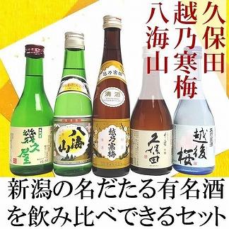 久保田・越乃寒梅・八海山入り！新潟受賞蔵有名酒飲み比べ 300ml 5本 ※25/12/20決済分まで年内発送・年始は1/9頃から出荷開始
