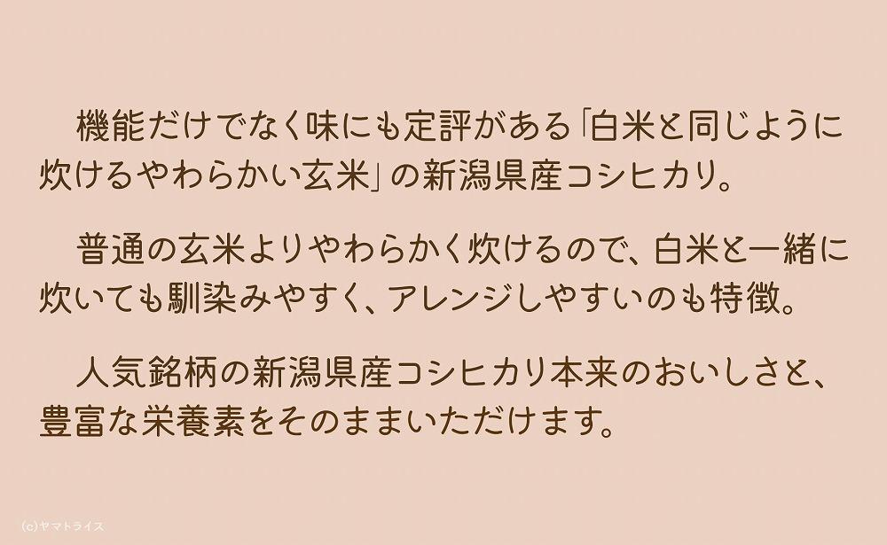 【定期便全6回】【栄養機能食品】白米と同じように炊けるやわらかい玄米 新潟県産コシヒカリ 900g×4袋（受注の翌月から毎月配送）｜新潟県　新潟　玄米　米　おこめ　お米