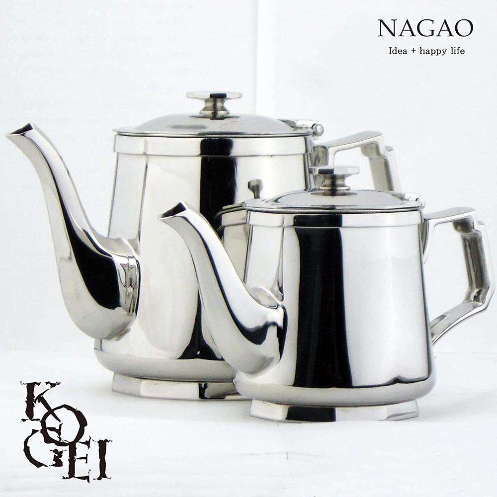 ナガオ KOGEI 極厚鏡面 ティーポット 680ml 18-8ステンレス