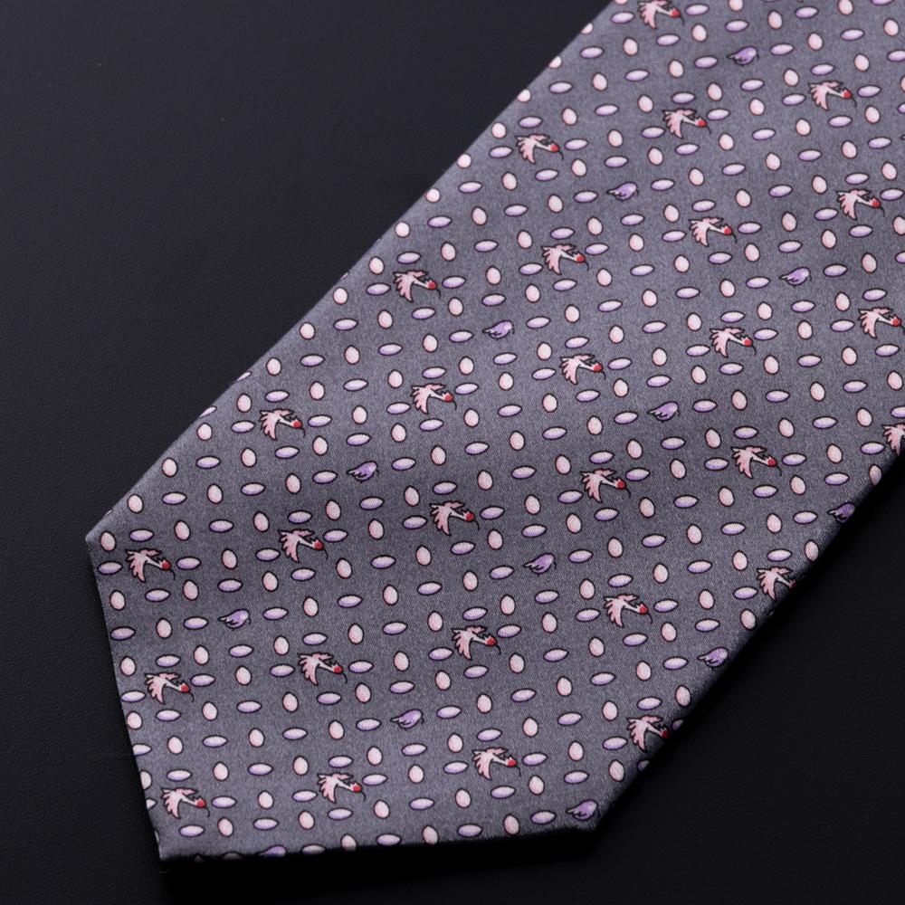 祝！佐渡島金山「世界文化遺産登録」　朱鷺柄ネクタイ【103-B（ダークグレー）】
