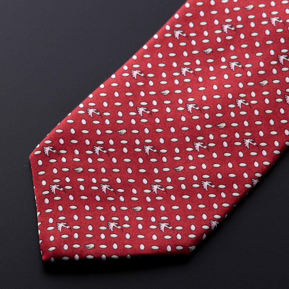 祝！佐渡島金山「世界文化遺産登録」　朱鷺柄ネクタイ【103-C（レッド）】