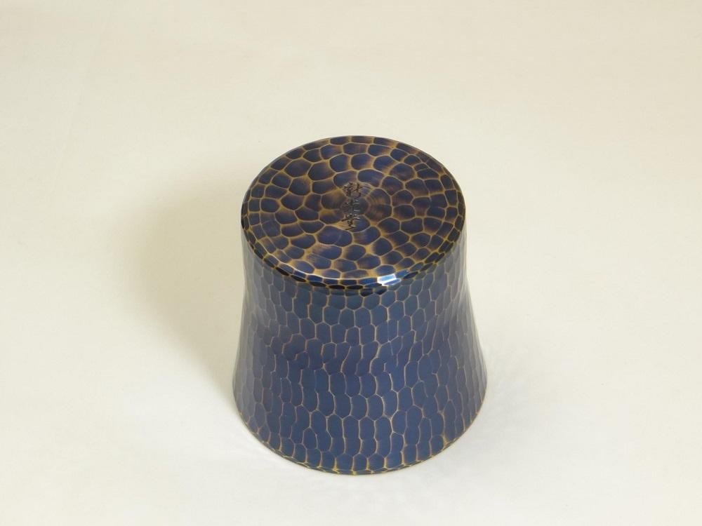 純銅手打ち鎚目ぐい呑み 青被仕上 100ml