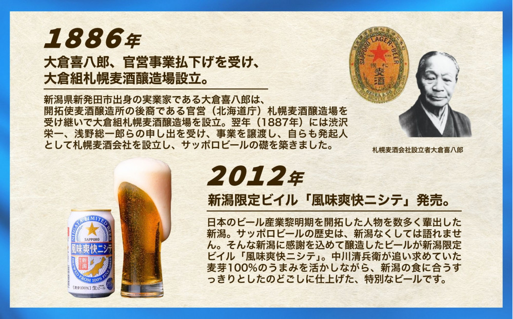 【6ヶ月定期便】新潟限定ビイル 風味爽快ニシテ（サッポロ） 500ml×24本