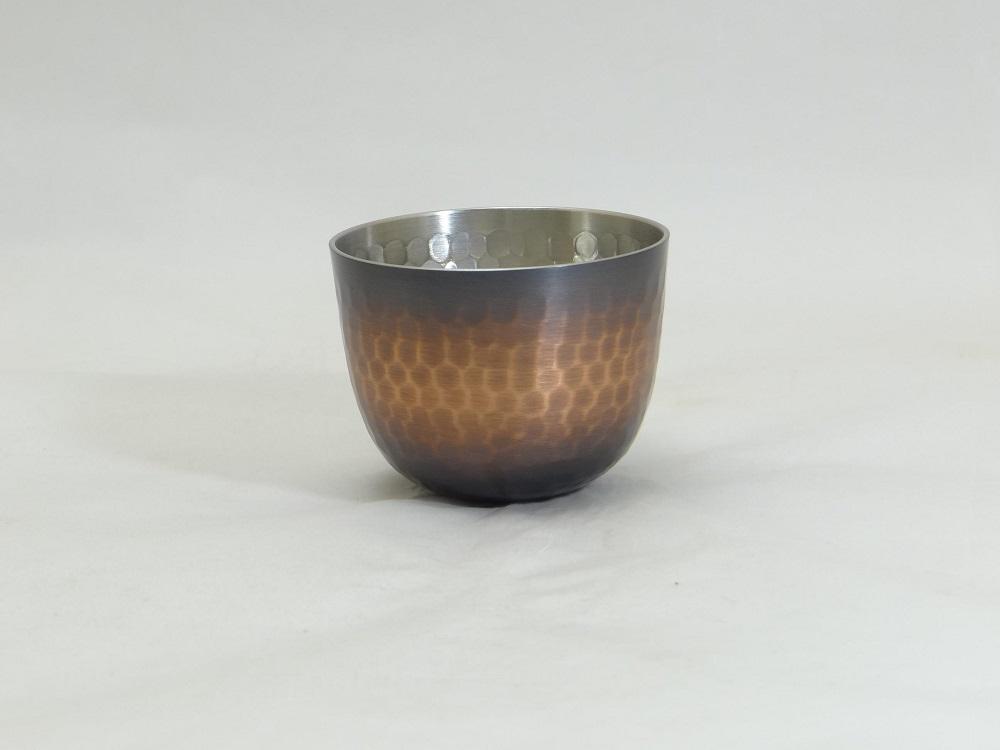 純銅鎚目ぐい呑み 赤茶被仕上 80ml