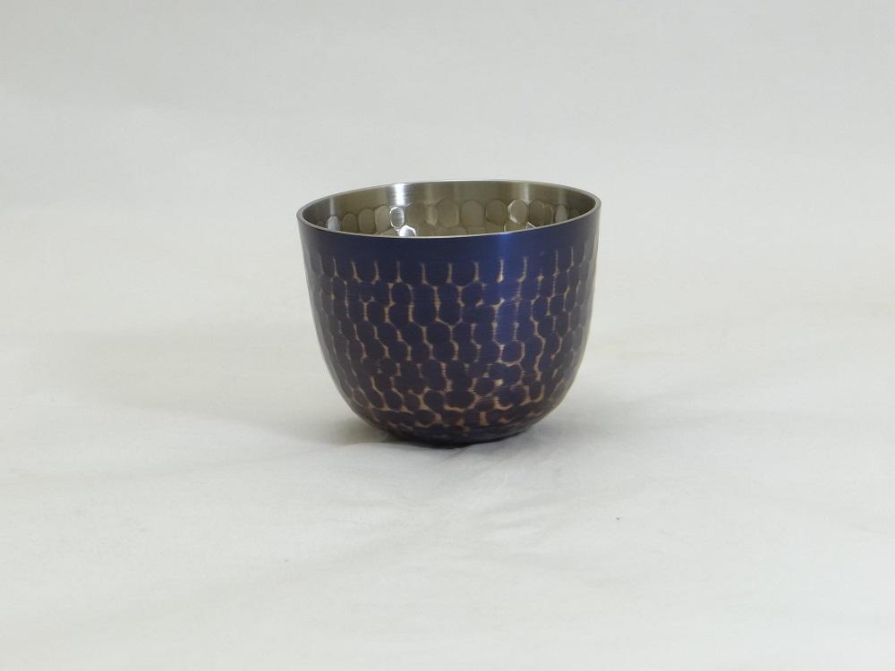 純銅鎚目ぐい呑み 紫被仕上 80ml