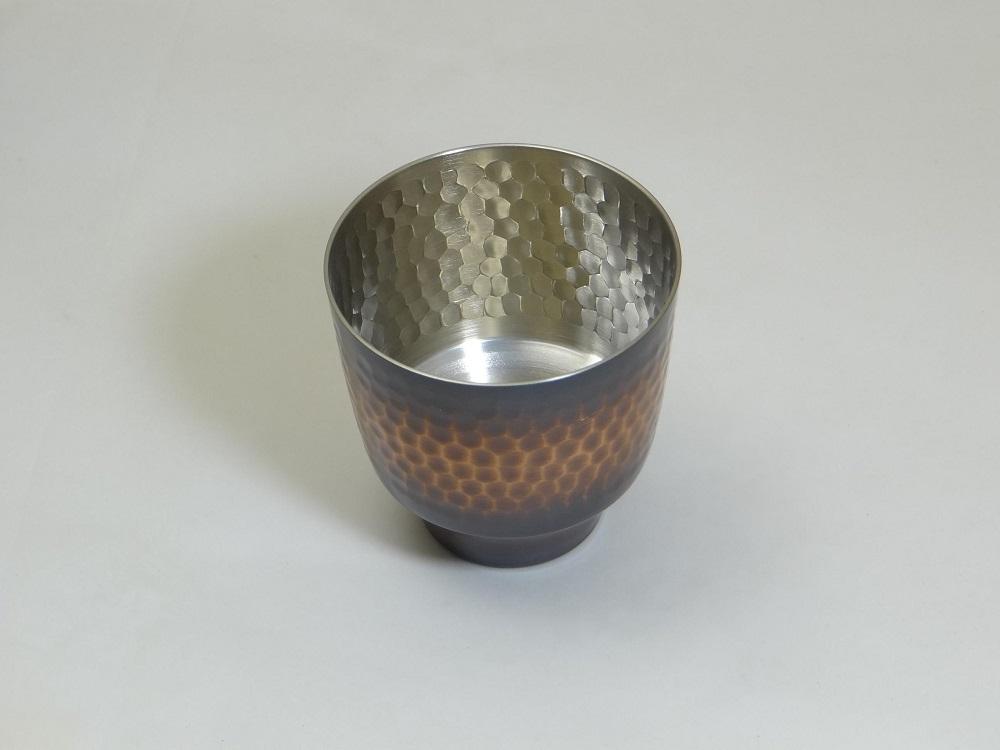 純銅鎚目ぐい呑み 赤茶被仕上 100ml