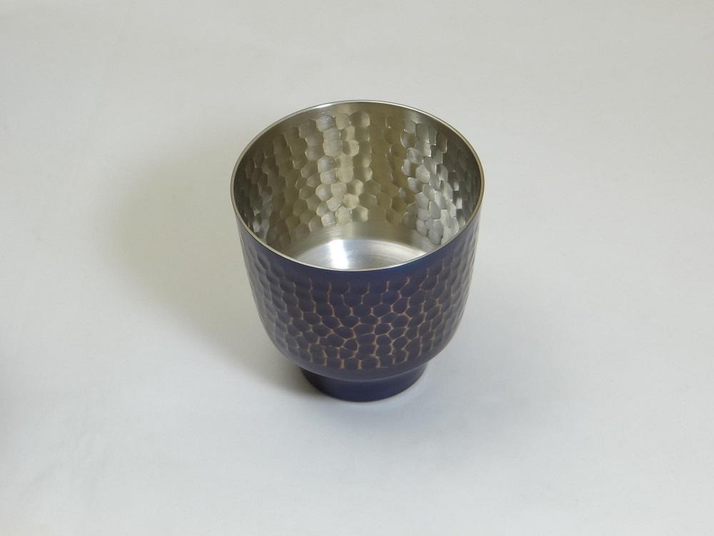 純銅鎚目ぐい呑み 紫被仕上 100ml