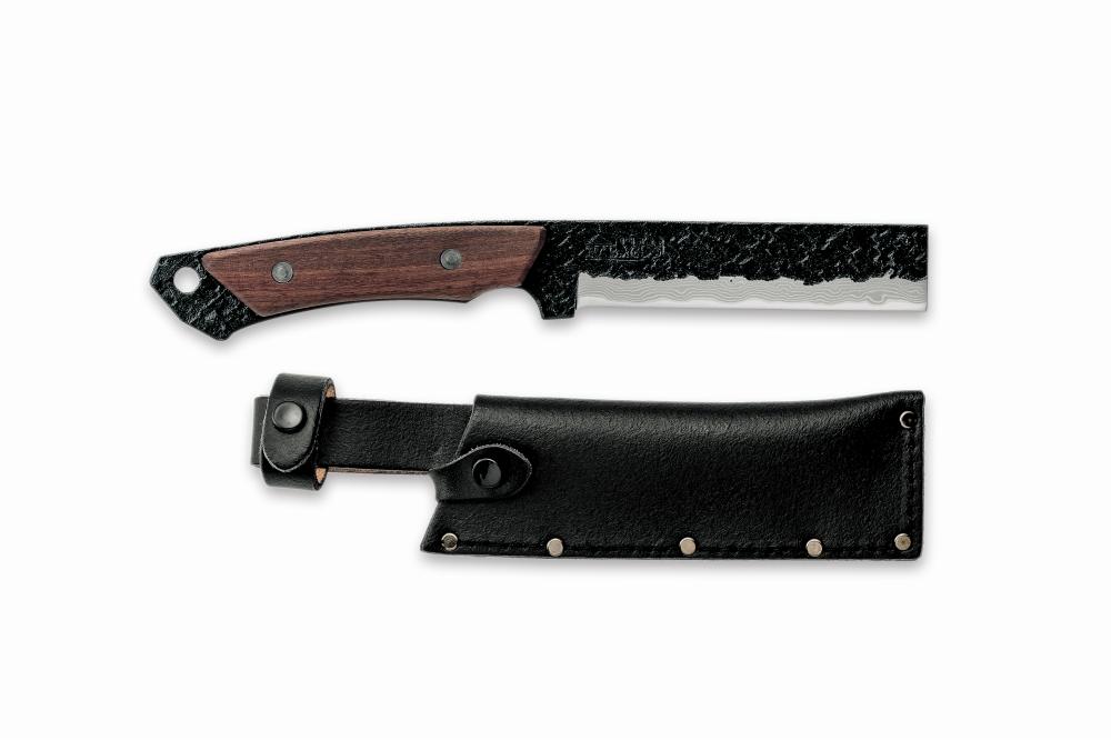 多喜火鉈110mm　革ケース付き　積層刃/ウォルナット