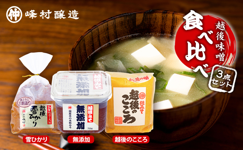 越後味噌食べ比べセット みそ 越後味噌 味噌 3種 食べ比べ セット 越後のこころ 越後雪ひかり 活きてる糀 新潟