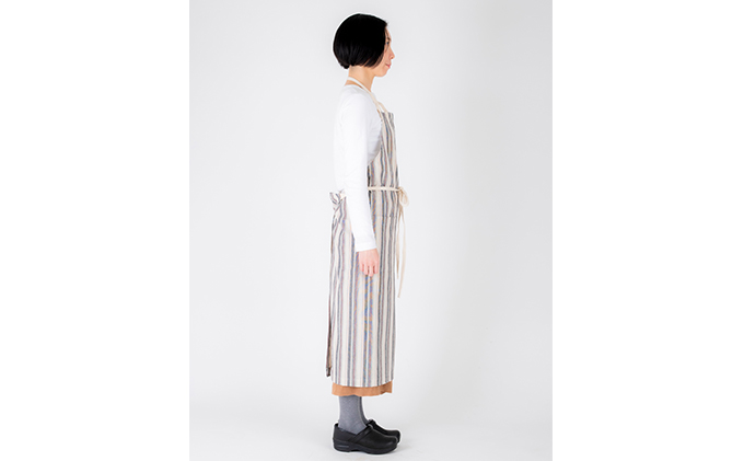 亀田縞　エプロン　【ナチュラル】