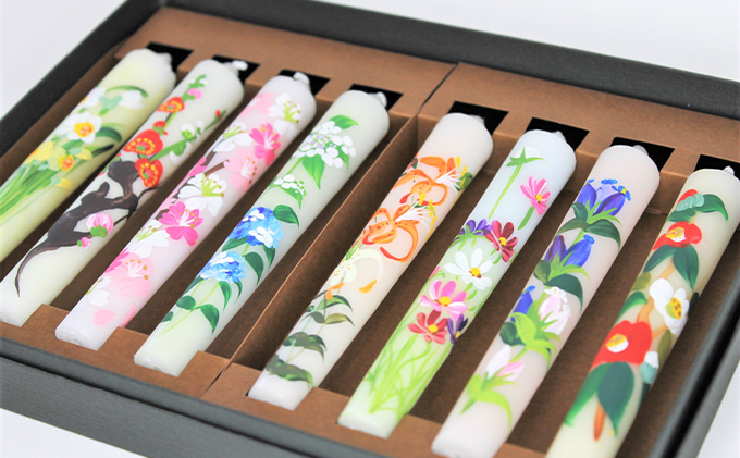 手描き花ろうそく12cm　8本入