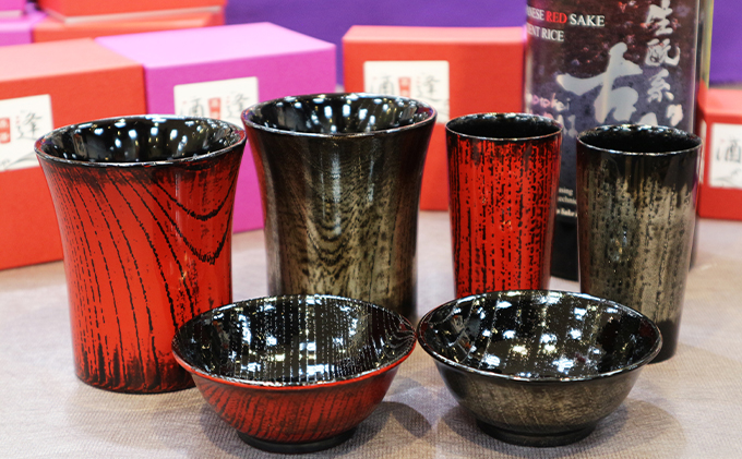 漆塗り「酒逢」朱漆ショットタイプ・知
