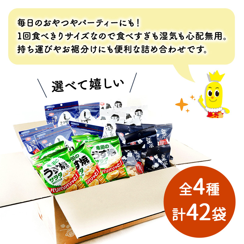 【食べきりサイズ】亀田のあられ・おせんべい♪小袋4種セット 亀田製菓 4種類 セット 詰め合わせ せんべい 煎餅 お菓子 菓子 技のこだ割り 堅ぶつ旨塩 サラダうす焼 しゃり蔵