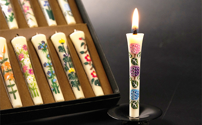 手描き四季の花ろうそく12本入