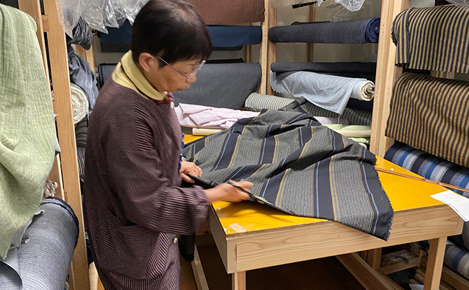 亀田縞　帆布ショルダーバッグ