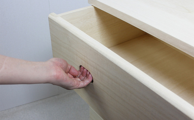 総桐3段チェスト60cm幅　無塗装　シックな平面タイプ