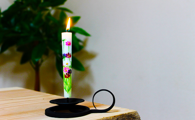 手描き花ろうそく12cm　8本入