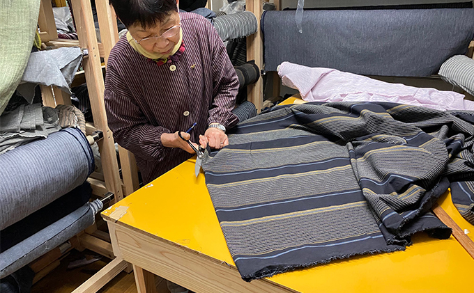 亀田縞　紳士用作務衣 L