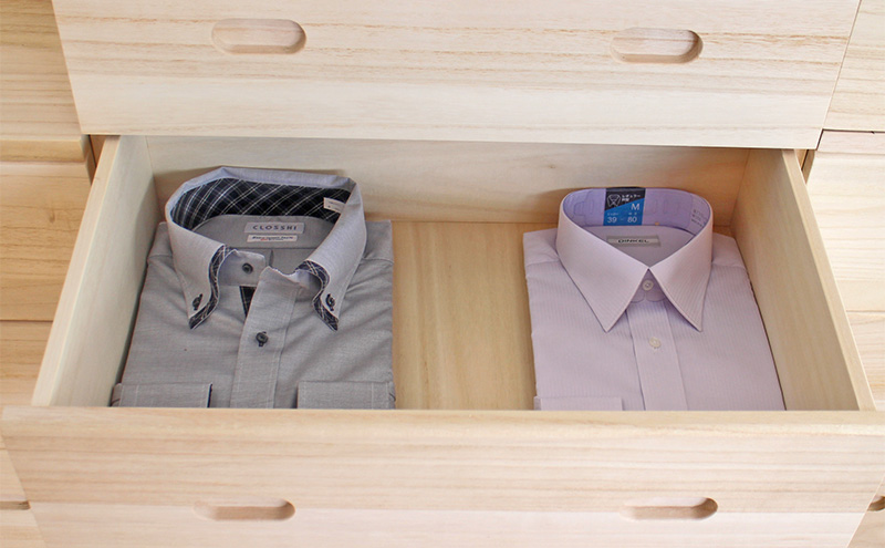 総桐3段チェスト60cm幅　無塗装　シックな平面タイプ