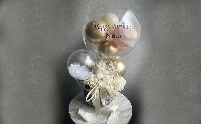 フラワーバルーンinバルーンアレンジメントピンク