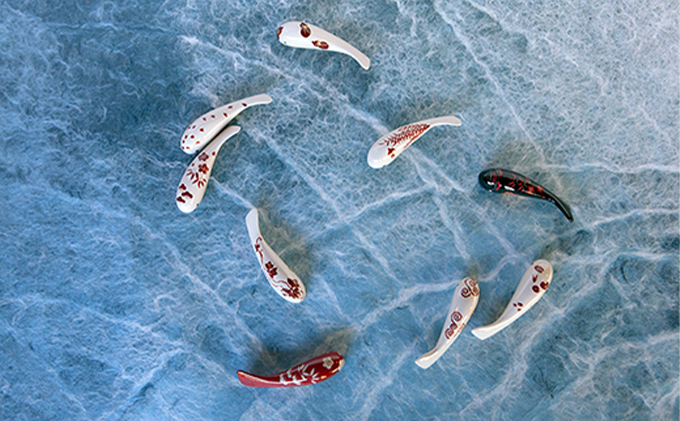 コイオキ 色漆錦鯉 3折（松竹梅金蒔絵）