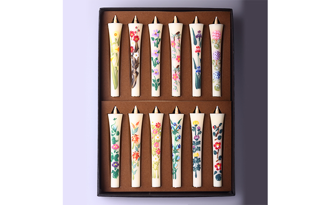 手描き四季の花ろうそく12本入