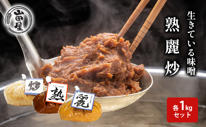 生きている味噌「熟」「麗」「炒」各1kgセット 調味料 料理 調理 味付け 和食 日本食 みそ汁