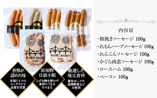 37-15BADEN　BADEN　無添加ソーセージ・ハム・ベーコン6点セット