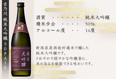 95-B2A吉乃川 純米大吟醸 飲み比べ　720ml×2本セット