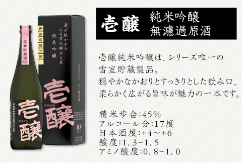 H4-52A新潟県限定　壱醸シリーズ３種飲み比べセット720ml×3本【越銘醸株式会社】
