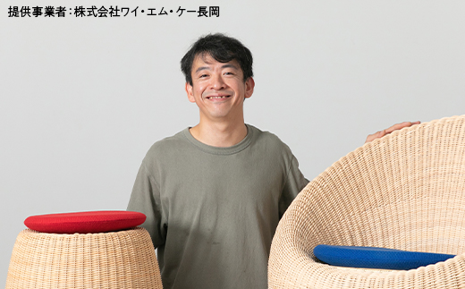 NC177B（黄色）籐スツール・クッション付